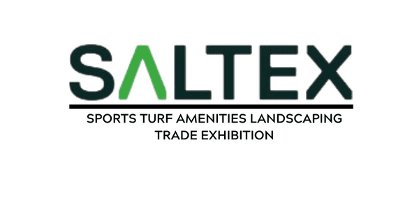 white sign with words on - SALTEX, sports turf amenities landscaping trade exhibition