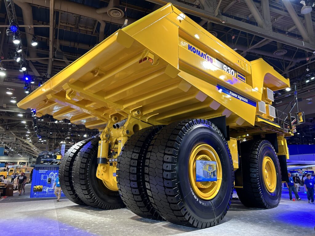 large tyres on a yellow machine